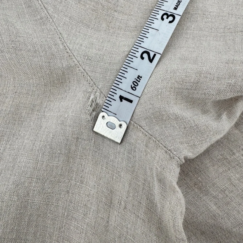 J.Jill Love Linen Sharkbite Tunic Top Beige Oatmeal V-Neck Petite Medium PM - Picture 10 of 11